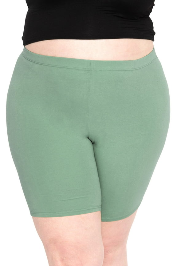 Women's Plus Size Cotton Biker Shorts Sage Green X-Large