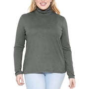 Stretch Is Comfort Women's Plus Size Relaxed Fit Warm Long Sleeve Turtleneck Top Charcoal Gray 4X