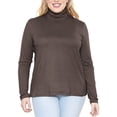 thumbnail image 1 of Stretch Is Comfort Women's Plus Size Relaxed Fit Warm Long Sleeve Turtleneck Top Brown 3X, 1 of 7