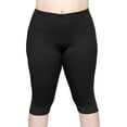 thumbnail image 1 of Stretch Is Comfort Women's Plus Size Ribbed Knee Length Leggings Black 5X, 1 of 7