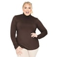 thumbnail image 1 of Stretch Is Comfort Women's Plus Size Warm Long Sleeve Turtleneck Top Brown 2X, 1 of 6