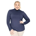 thumbnail image 1 of Stretch Is Comfort Women's Plus Size Warm Long Sleeve Turtleneck Top Navy Blue 4X, 1 of 5