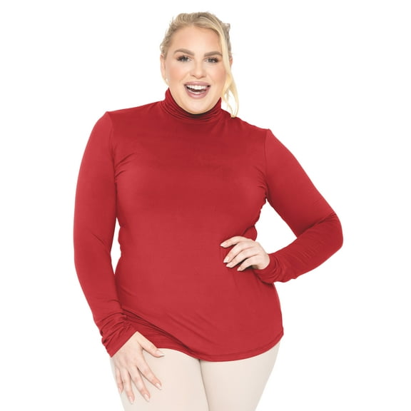 Stretch Is Comfort Women's Plus Size Warm Long Sleeve Turtleneck Top Red 3X