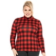 thumbnail image 1 of Stretch Is Comfort Women's Plus Size Warm Long Sleeve Turtleneck Top Red Buffalo Plaid 5X, 1 of 6