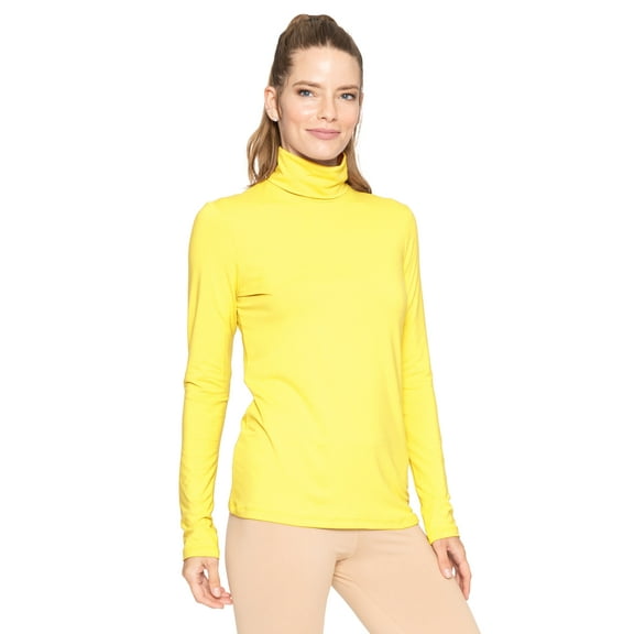 Stretch Is Comfort Women's Plus Size Warm Long Sleeve Turtleneck Top Yellow 5X