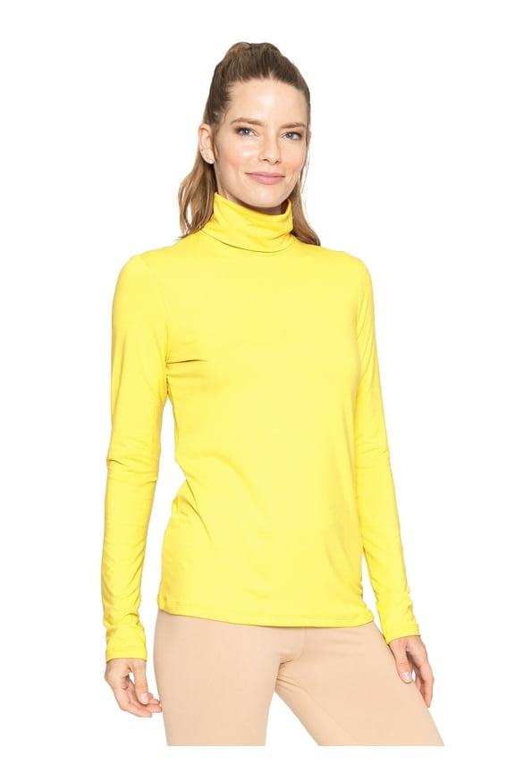 Women's Plus Size Warm Long Sleeve Turtleneck Top Yellow 5X