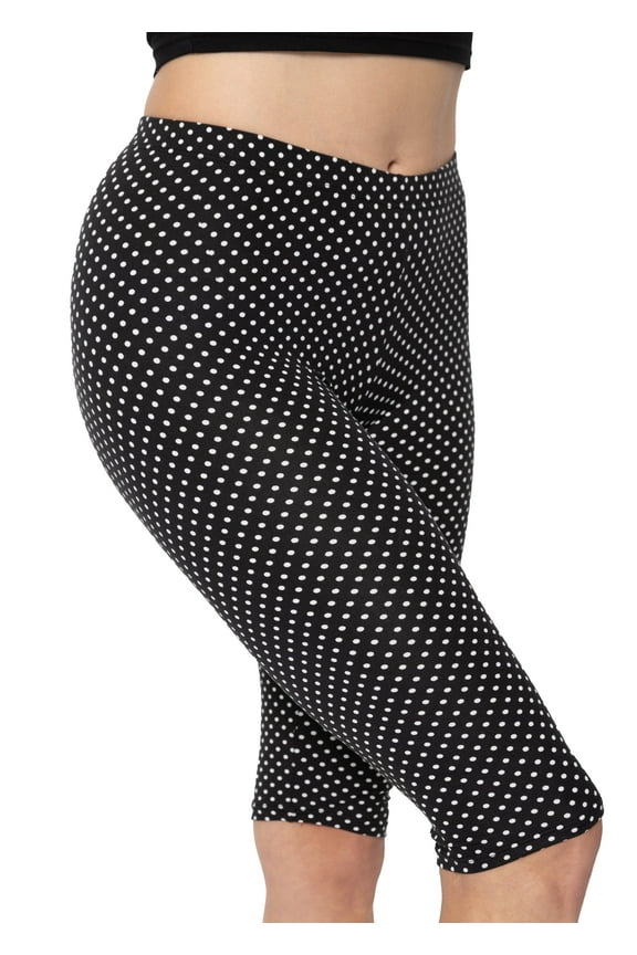 Women's Polyester Knee Length Leggings Polka Dot 2X