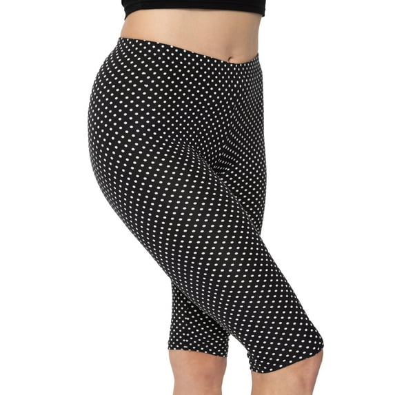 Stretch Is Comfort Women's Polyester Knee Length Leggings Polka Dot X-Large
