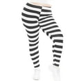 thumbnail image 1 of Stretch Is Comfort Women's Polyester Plus Size Ankle Length Leggings Black White Stripes 2X, 1 of 7
