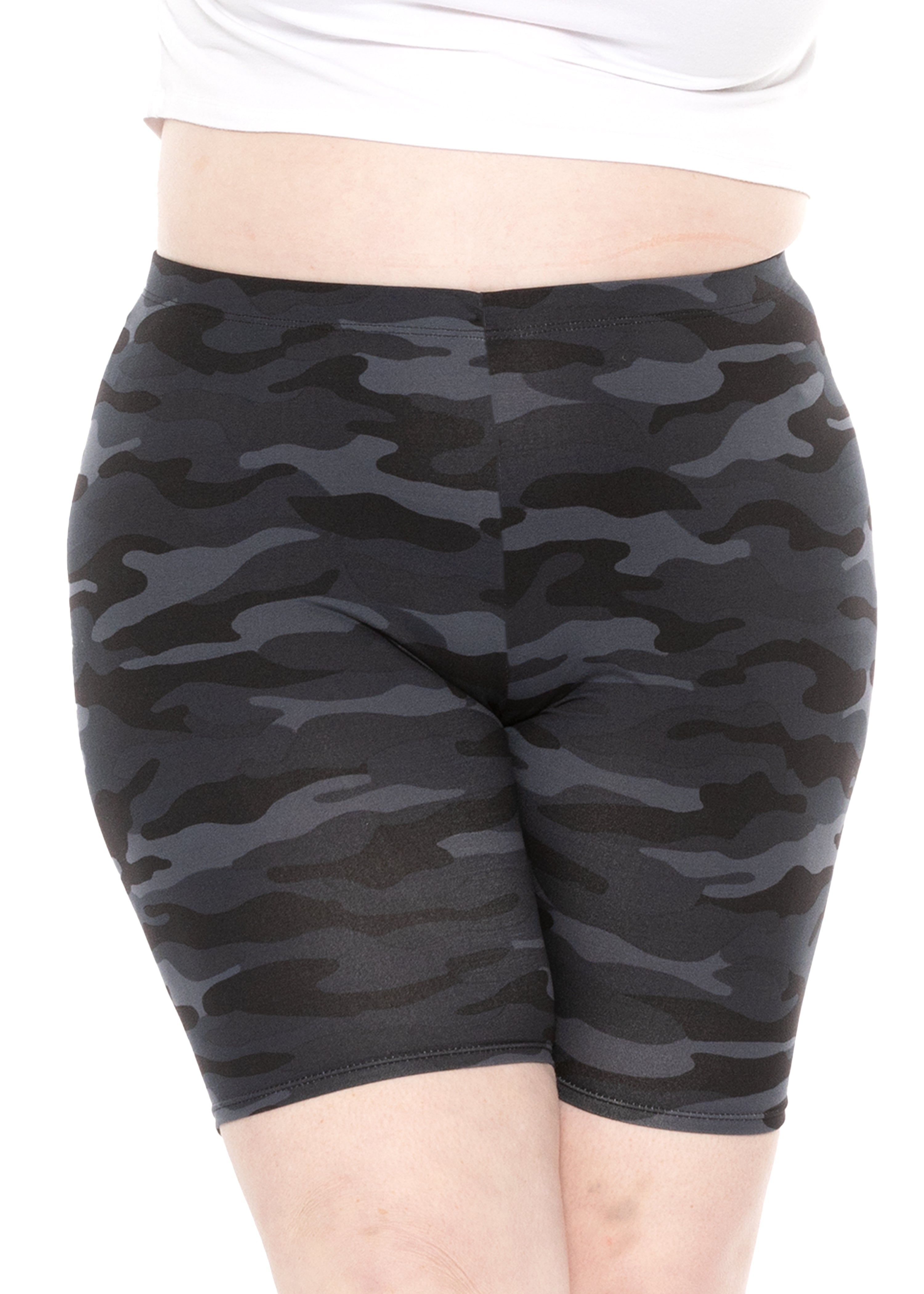 Plus Size Dark Camo Biker Shorts Stretch Is Comfort Women's
