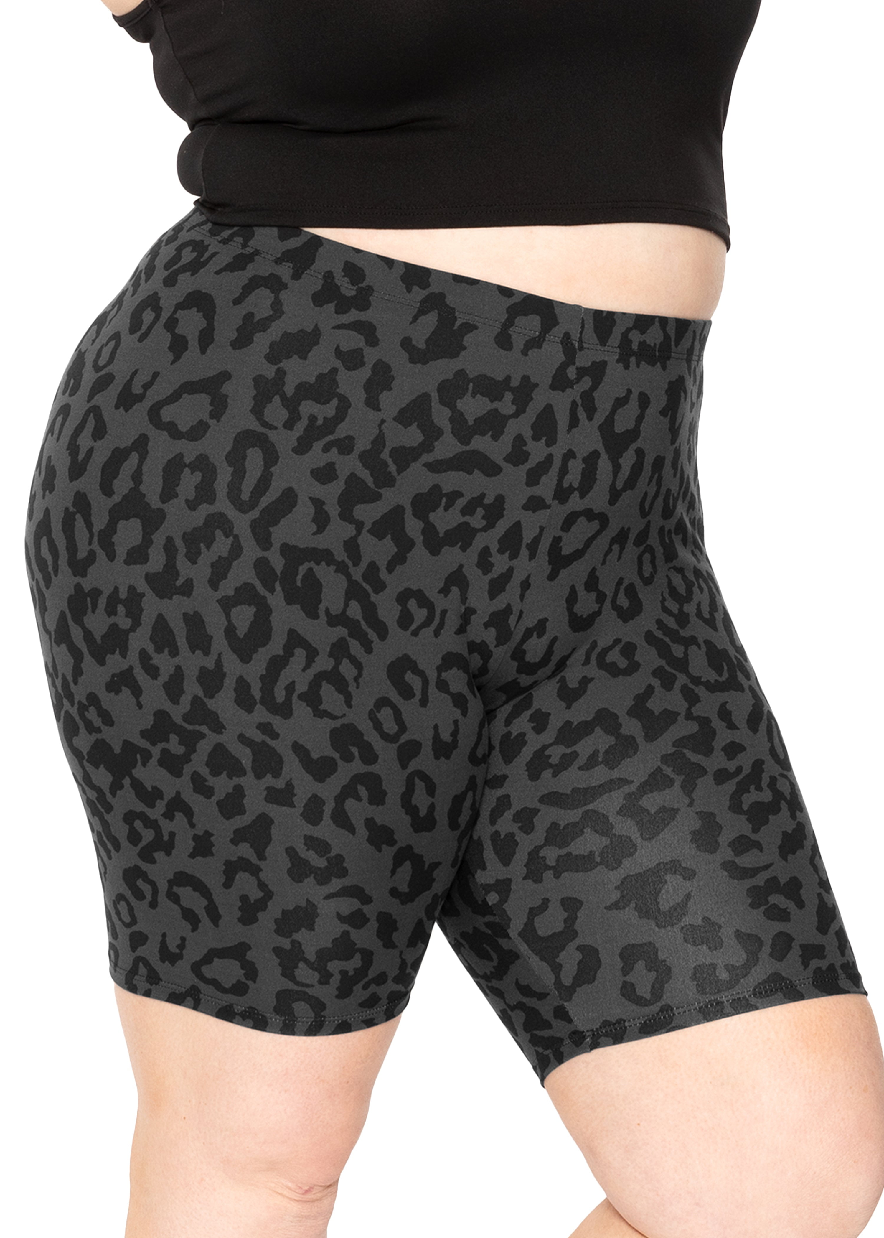 Stretch Is Comfort Women's Polyester Biker Shorts Black Cheetah 5X