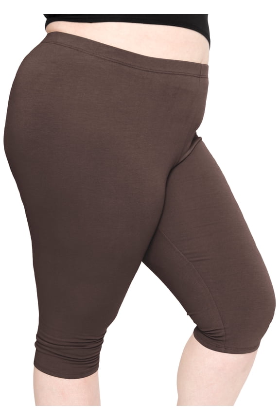 Women's Polyester Plus Size Knee Length Leggings Brown X-Large