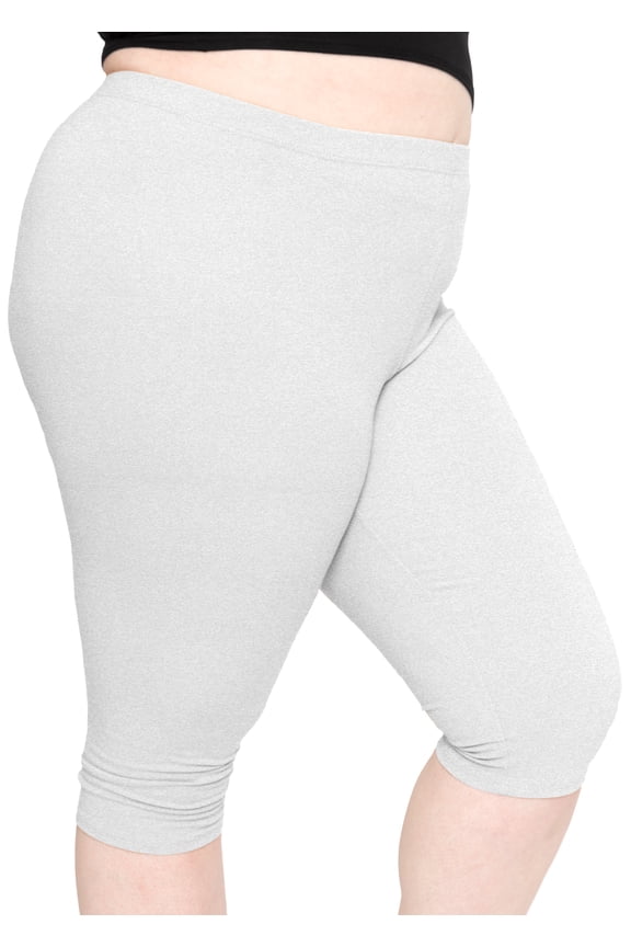 Women's Polyester Plus Size Knee Length Leggings Heather Gray 2X