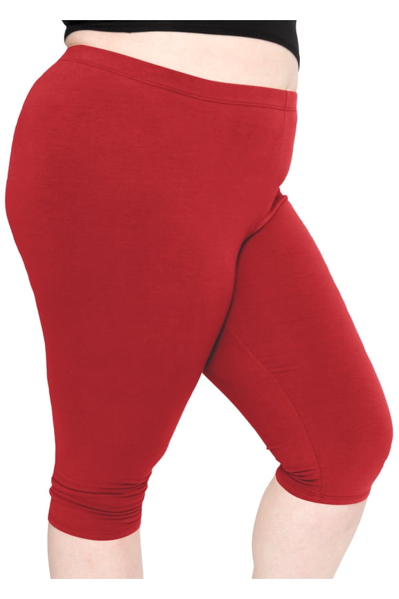 Women's Cotton Knee Length Leggings Red 3X