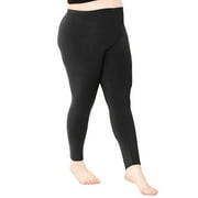 STRETCH IS COMFORT Women's Polyester Plus Size Leggings Black 2X