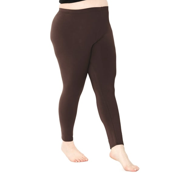 Stretch Is Comfort Women's Polyester Plus Size Leggings Brown X-Large
