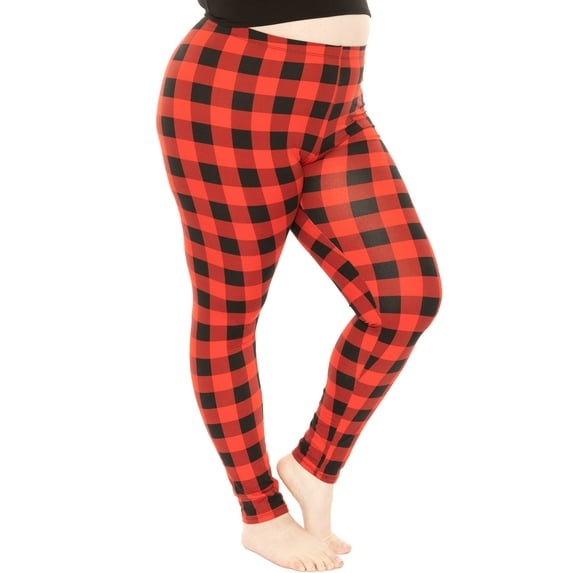 Stretch Is Comfort Women's Polyester Plus Size Leggings Buffalo Plaid 3X