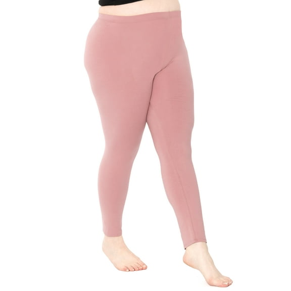 Stretch Is Comfort Women's Polyester Plus Size Leggings Dark Mauve 2X