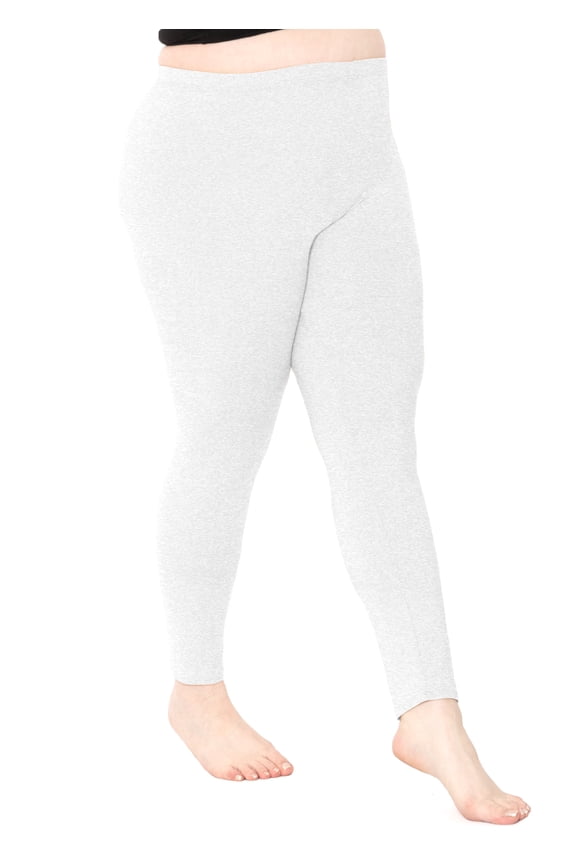 Women's Cotton Full Length Leggings Heather Gray 2X