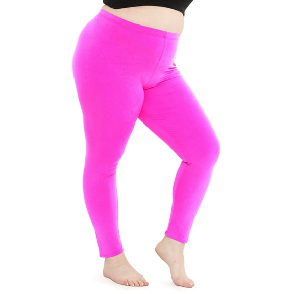 Stretch Is Comfort Women's Polyester Plus Size Leggings Neon Hot Pink 2X
