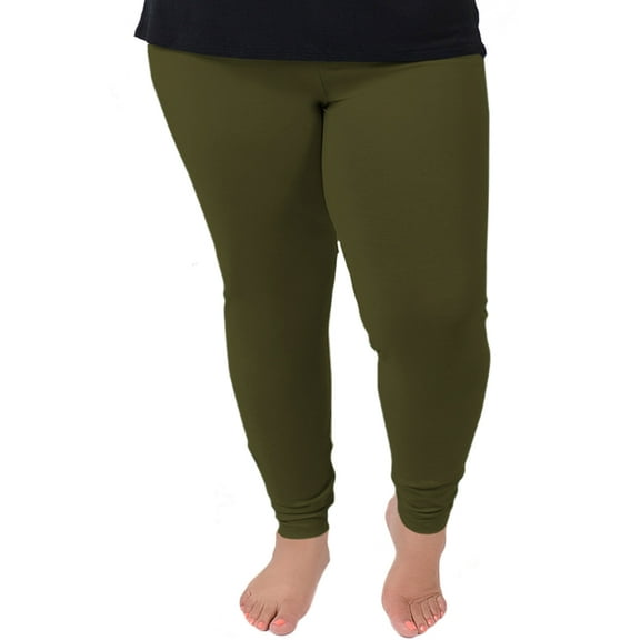 Stretch Is Comfort Women's Polyester Plus Size Leggings Olive Green 3X