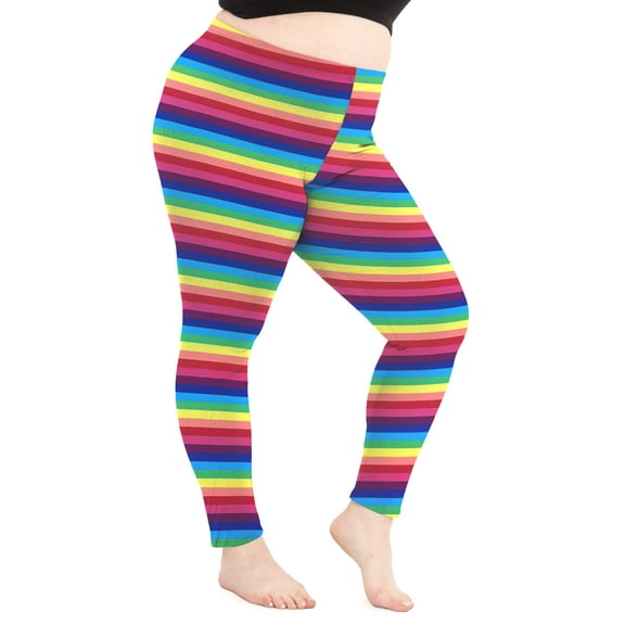 Stretch Is Comfort Women's Polyester Plus Size Leggings Rainbow 3X