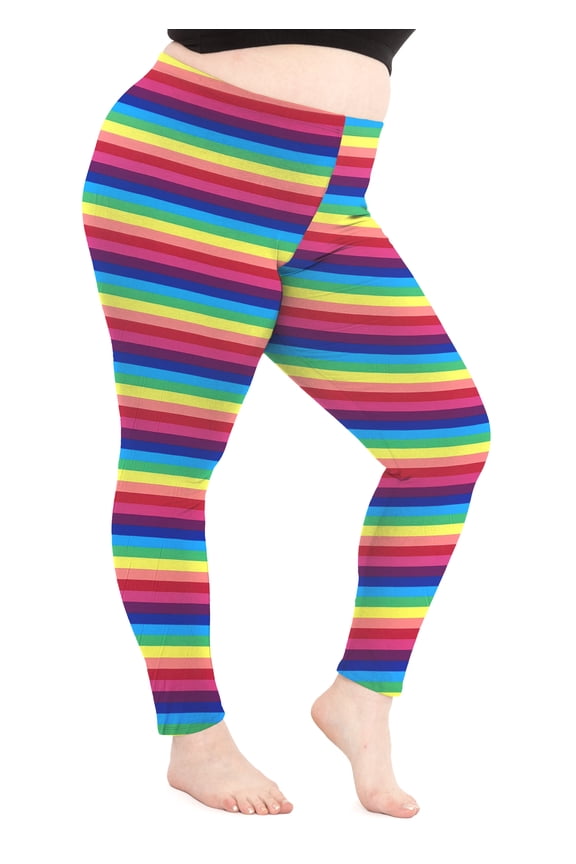 Women's Polyester Plus Size Leggings Rainbow X-Large