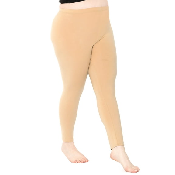 Stretch Is Comfort Women's Polyester Plus Size Leggings Beige 3X