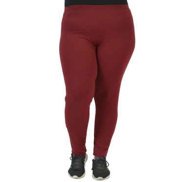 Stretch Is Comfort Women's Polyester Plus Size Leggings Burgundy 3X