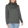 thumbnail image 1 of Stretch Is Comfort Women's Relaxed Long Sleeve Turtleneck Top Charcoal Gray Small, 1 of 7