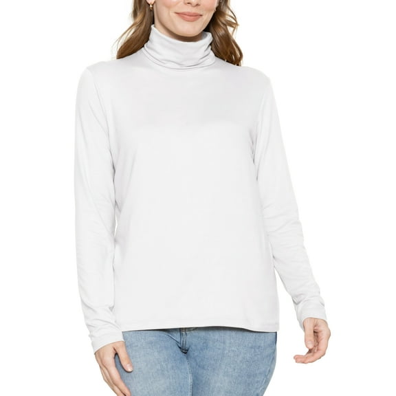 Stretch Is Comfort Women's Relaxed Long Sleeve Turtleneck Top White 3X
