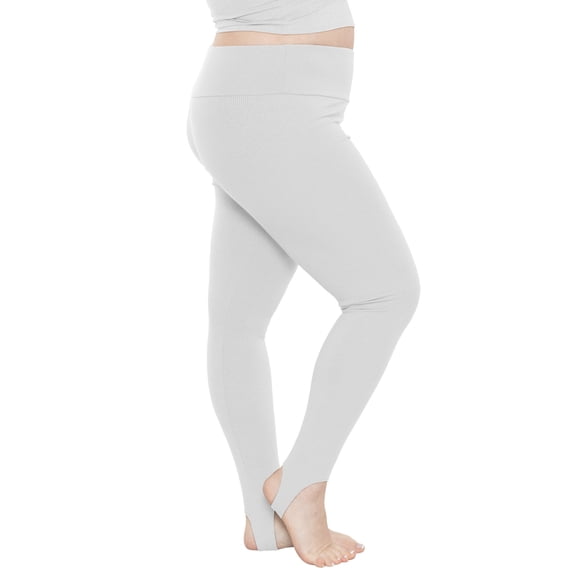 Stretch Is Comfort Women's Ribbed PS Full Length Leggings Heather Gray 2X
