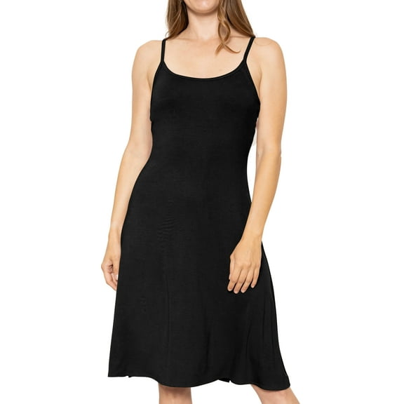 Stretch Is Comfort Women's Tank Camisole Flowy Midi Dress Black X-Large