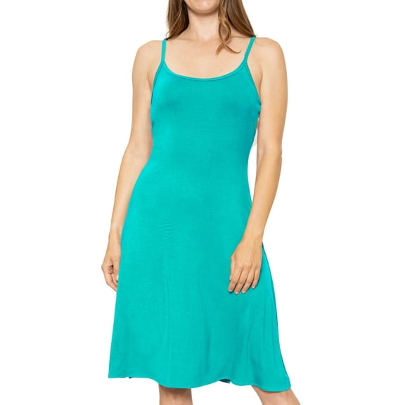 Stretch Is Comfort Women's Tank Camisole Flowy Midi Dress Turquoise Large
