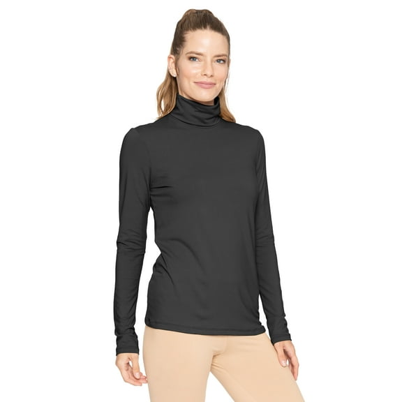Stretch Is Comfort Women's Warm Long Sleeve Turtleneck Top Black Large