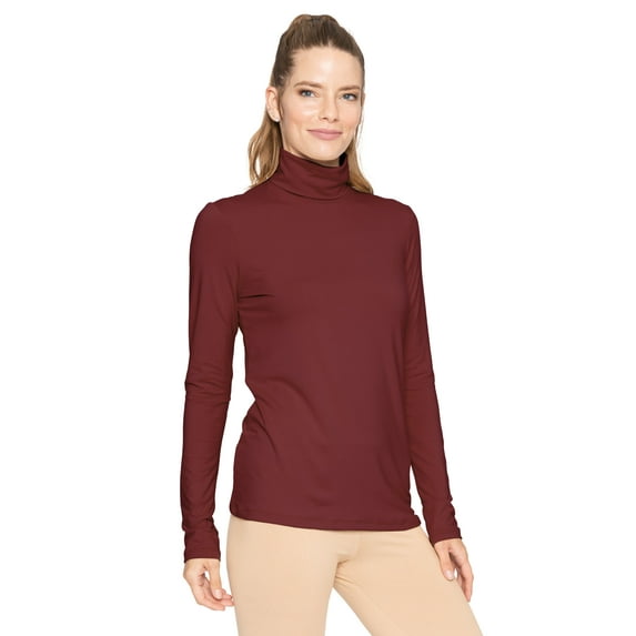 Stretch Is Comfort Women's Warm Long Sleeve Turtleneck Top Burgundy 4X