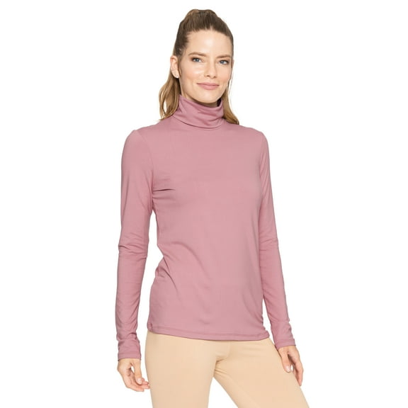 Stretch Is Comfort Women's Warm Long Sleeve Turtleneck Top Mauve Medium