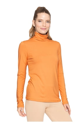 Women's Warm Long Sleeve Turtleneck Top Orange 4X