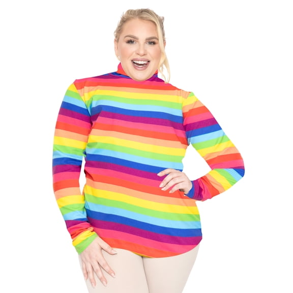 Stretch Is Comfort Women's Warm Long Sleeve Turtleneck Top Rainbow 3X