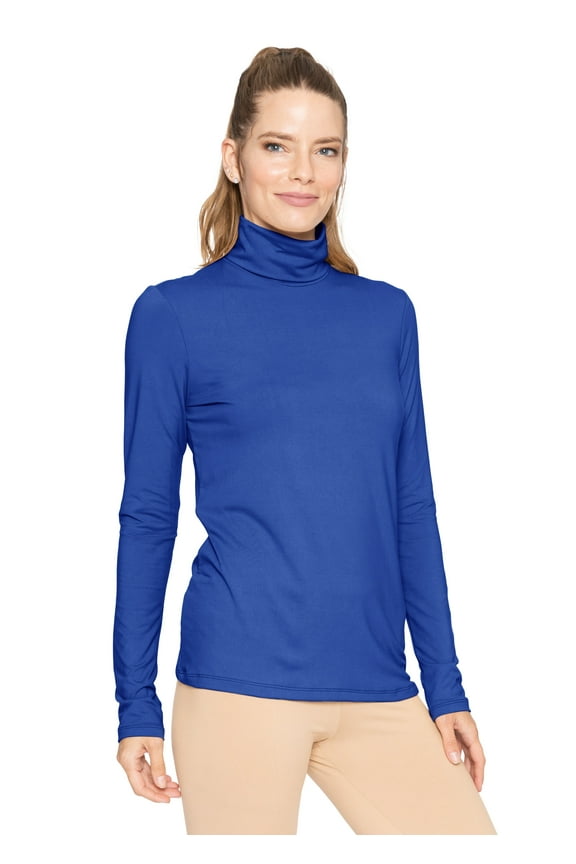 Women's Warm Long Sleeve Turtleneck Top Royal Blue Medium