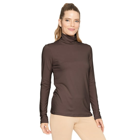 Stretch Is Comfort Women's Warm Long Sleeve Turtleneck Top Brown 3X