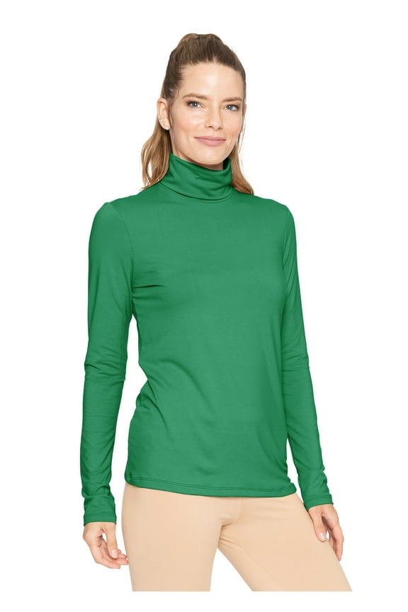 Women's Warm Long Sleeve Turtleneck Top Kelly Green X-Large