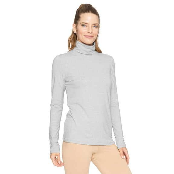Stretch Is Comfort Women's Warm Long Sleeve Turtleneck Top Heather Gray X-Large