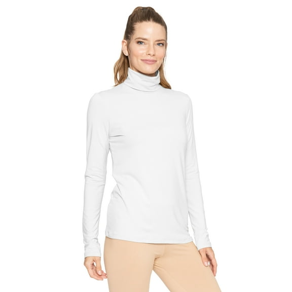 Stretch Is Comfort Women's Warm Long Sleeve Turtleneck Top White Medium