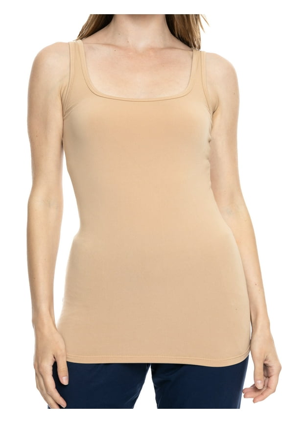 Women's and Plus Size Oh so Soft Long Length Base Layer Tank Top | Adult Small- 5x