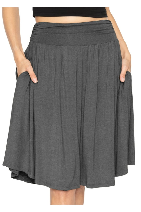 Women's and Plus Size Scoop Hem Flare Pocket Skirt | Adult Small- 5x