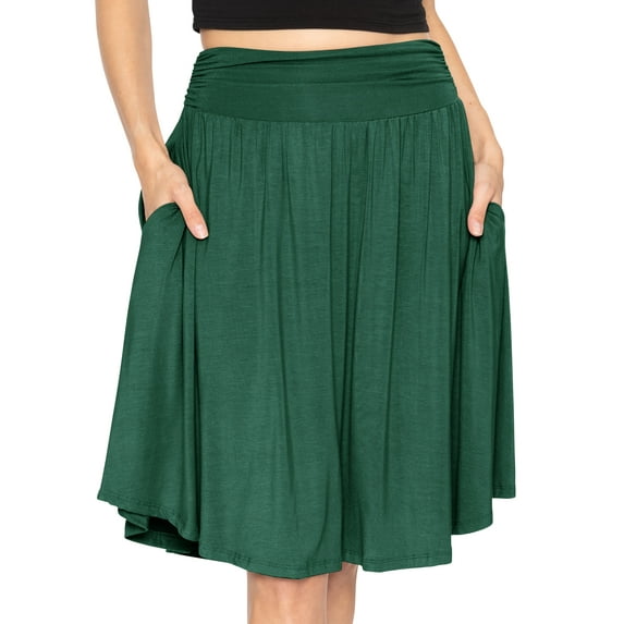 Stretch Is Comfort Women's and Plus Size Scoop Hem Flare Pocket Skirt | Adult Small- 5x