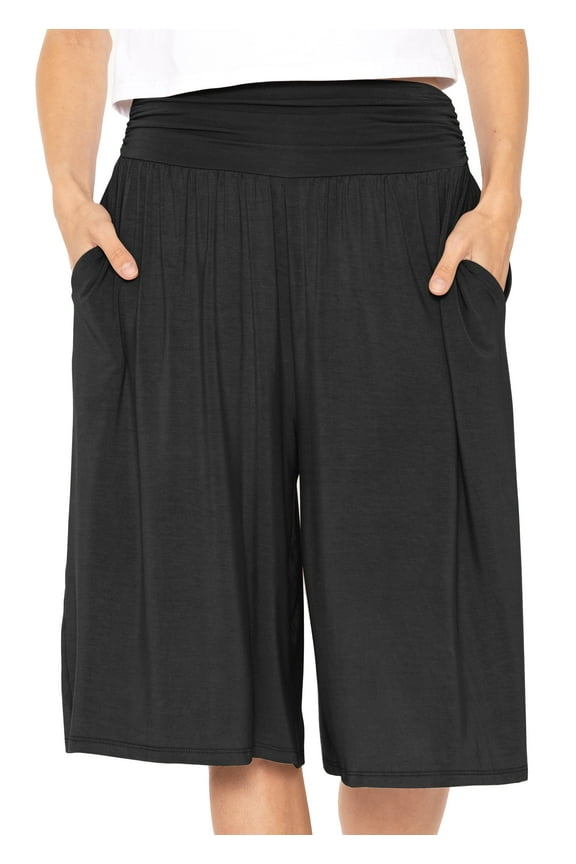 Women's and Plus Size Stretch (Rayon) Cropped Gaucho with Pockets| Small- 5x