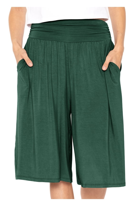 Women's and Plus Size Stretch (Rayon) Cropped Gaucho with Pockets| Small- 5x