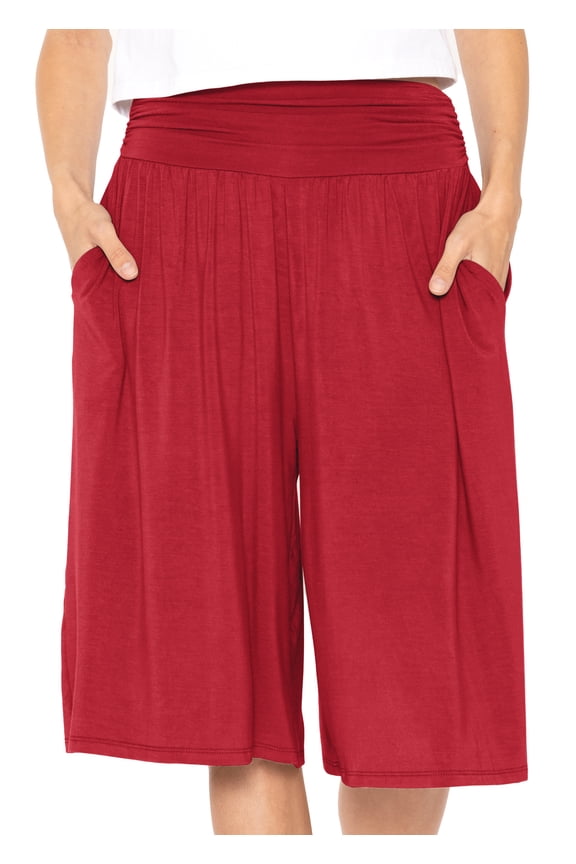 Women's and Plus Size Stretch (Rayon) Cropped Gaucho with Pockets| Small- 5x